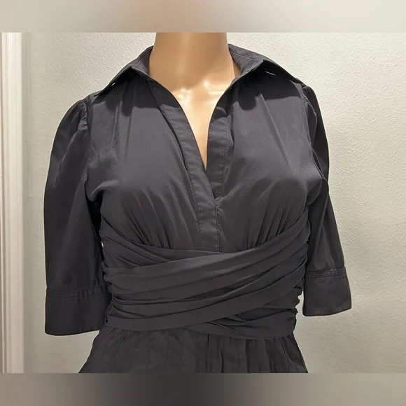 BCBG MaxAzria Collared Faux Wrap Shirt Dress sz 0 - Picture 13 of 16